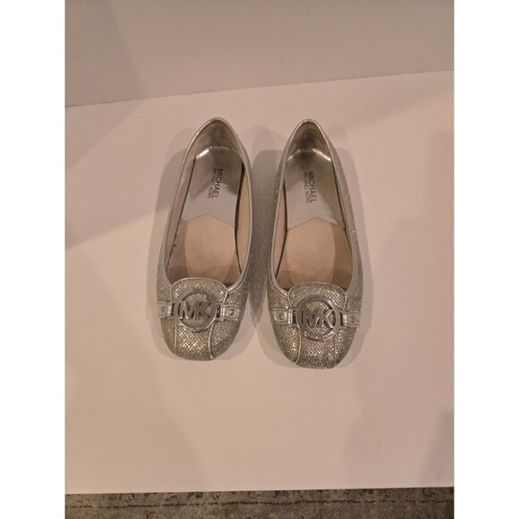 Michael Kors Fulton Ballet flat moccasin sparkly silver in Size 8 - Picture 2 of 5
